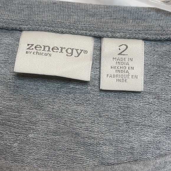 Zenergy by Chicos Gray Top Chico Size 2 L Large 12 - Picture 3 of 7